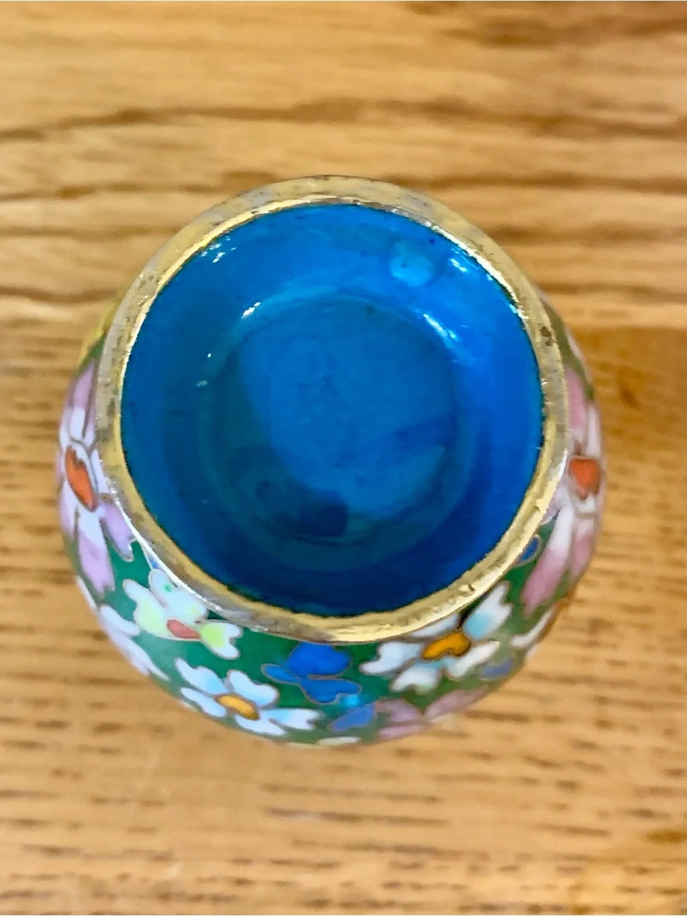 Vintage Cloisonne Bud Vase Small Miniature 4” Asian Floral Antique